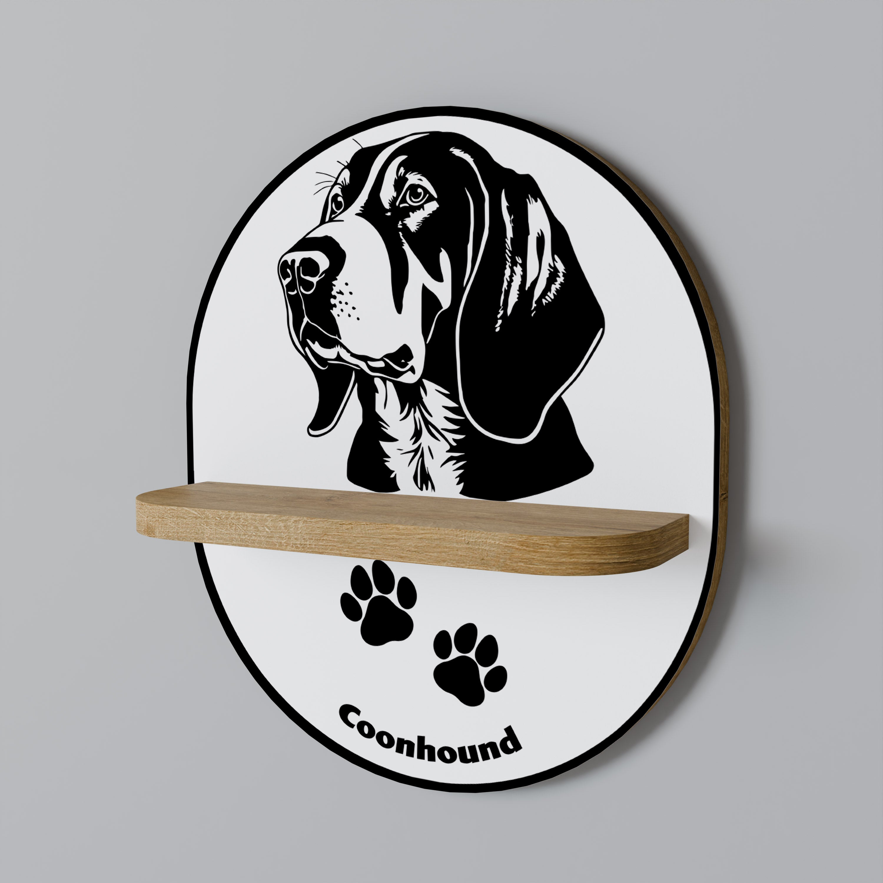 COONHOUND DOG Ovales Kunstregal in Eichenoptik