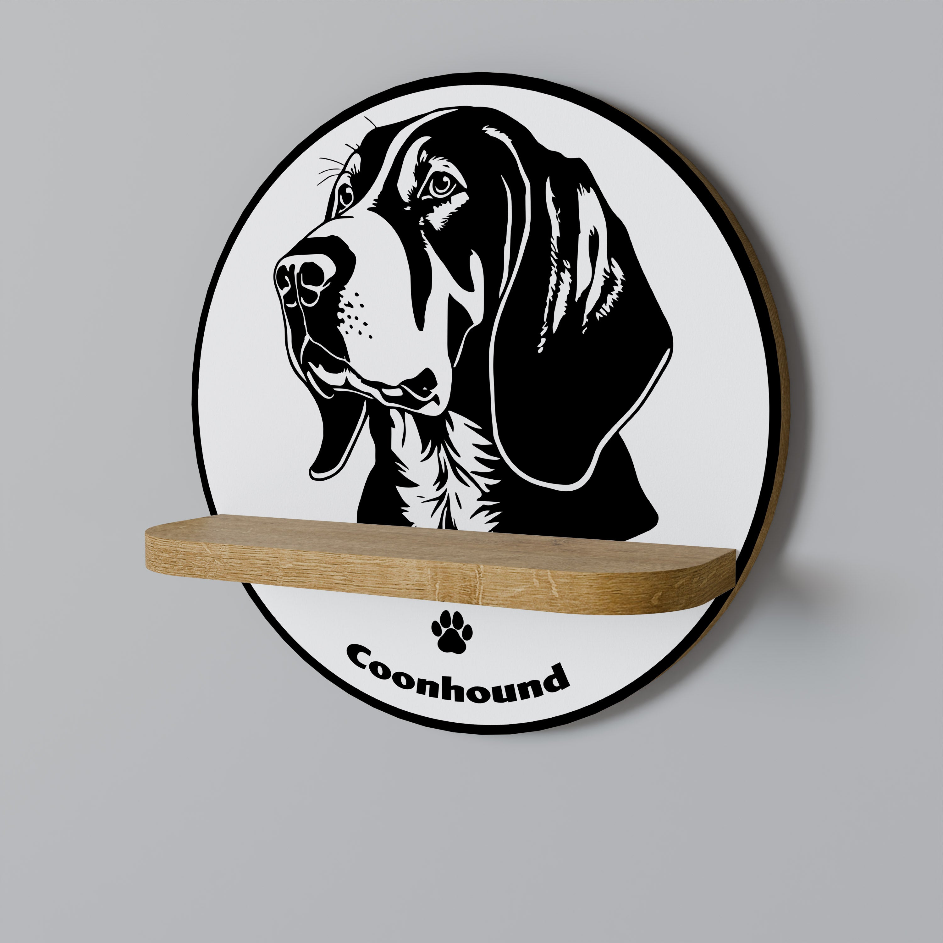 COONHOUND DOG Rundes Kunstregal in Eichenoptik