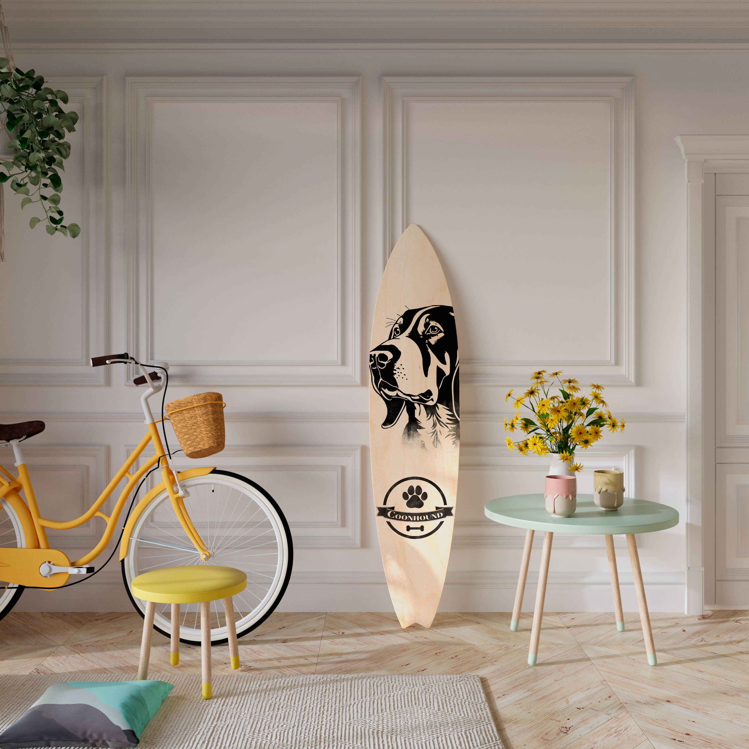 COONHOUND DOG Deko-Surfboard