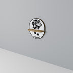 DACHSHUND DOG Oval Art Shelf In Oak Effect