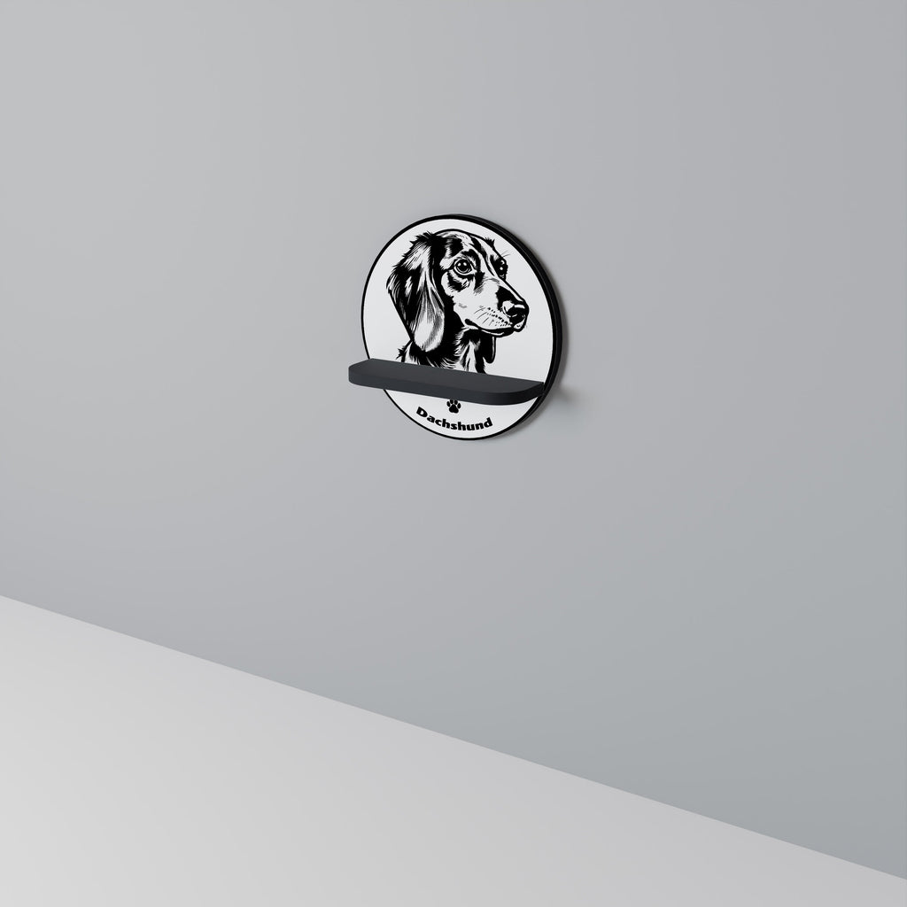 DACHSHUND DOG Rundes Kunstregal in Schwarz