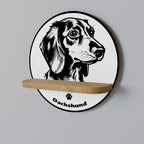 DACHSHUND DOG Round Art Shelf In Oak Effect