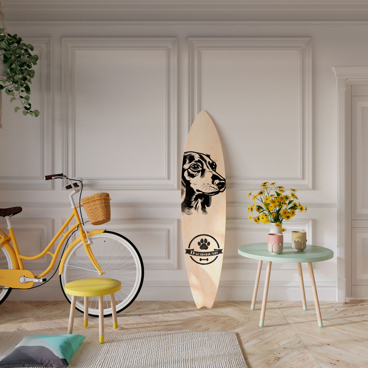 DACHSHUND DOG Deko-Surfboard