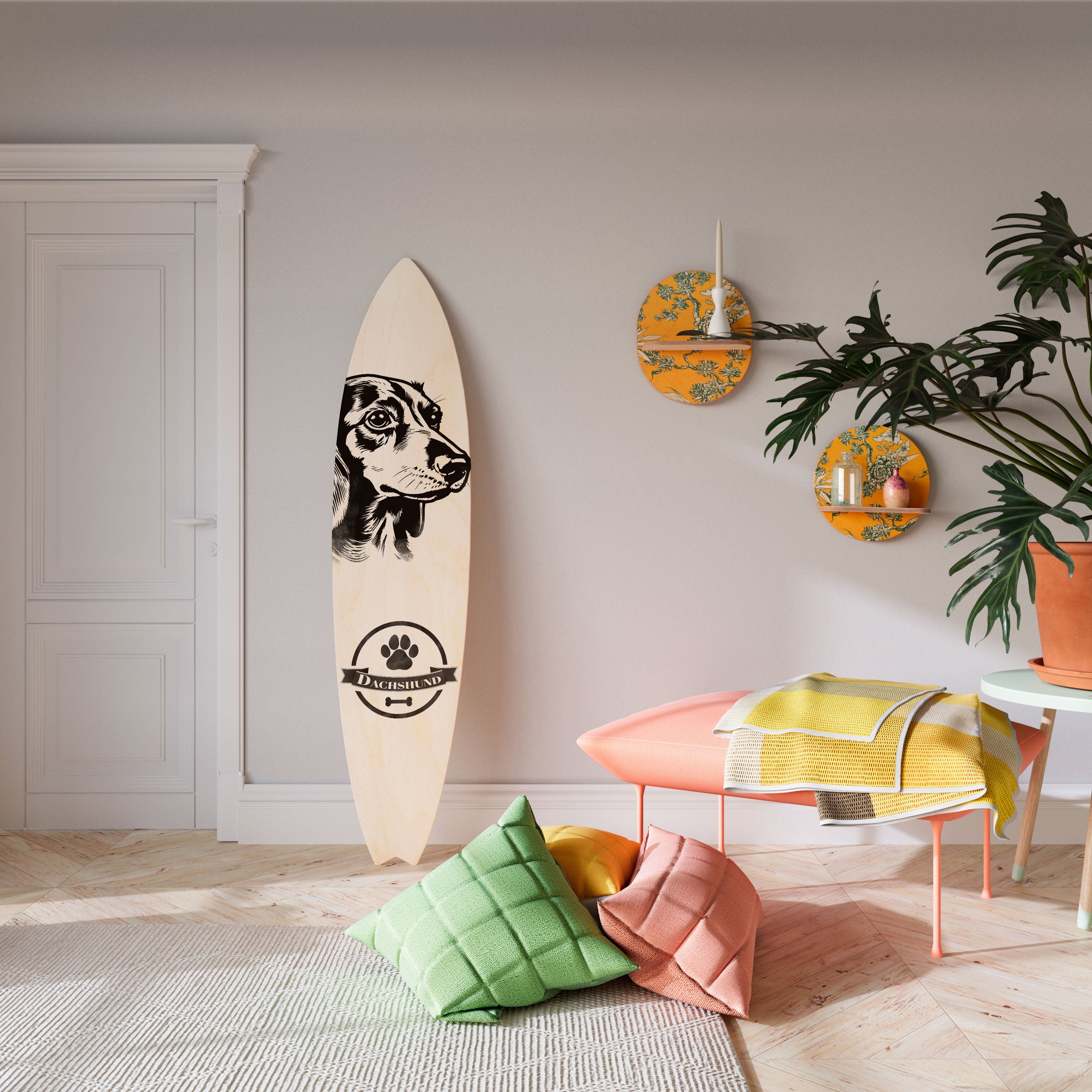 DACHSHUND DOG Deko-Surfboard
