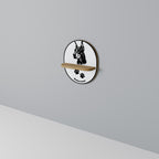 DOBERMAN DOG Oval Art Shelf In Oak Effect