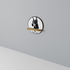 DOBERMAN DOG Rundes Kunstregal in Eiche-Optik