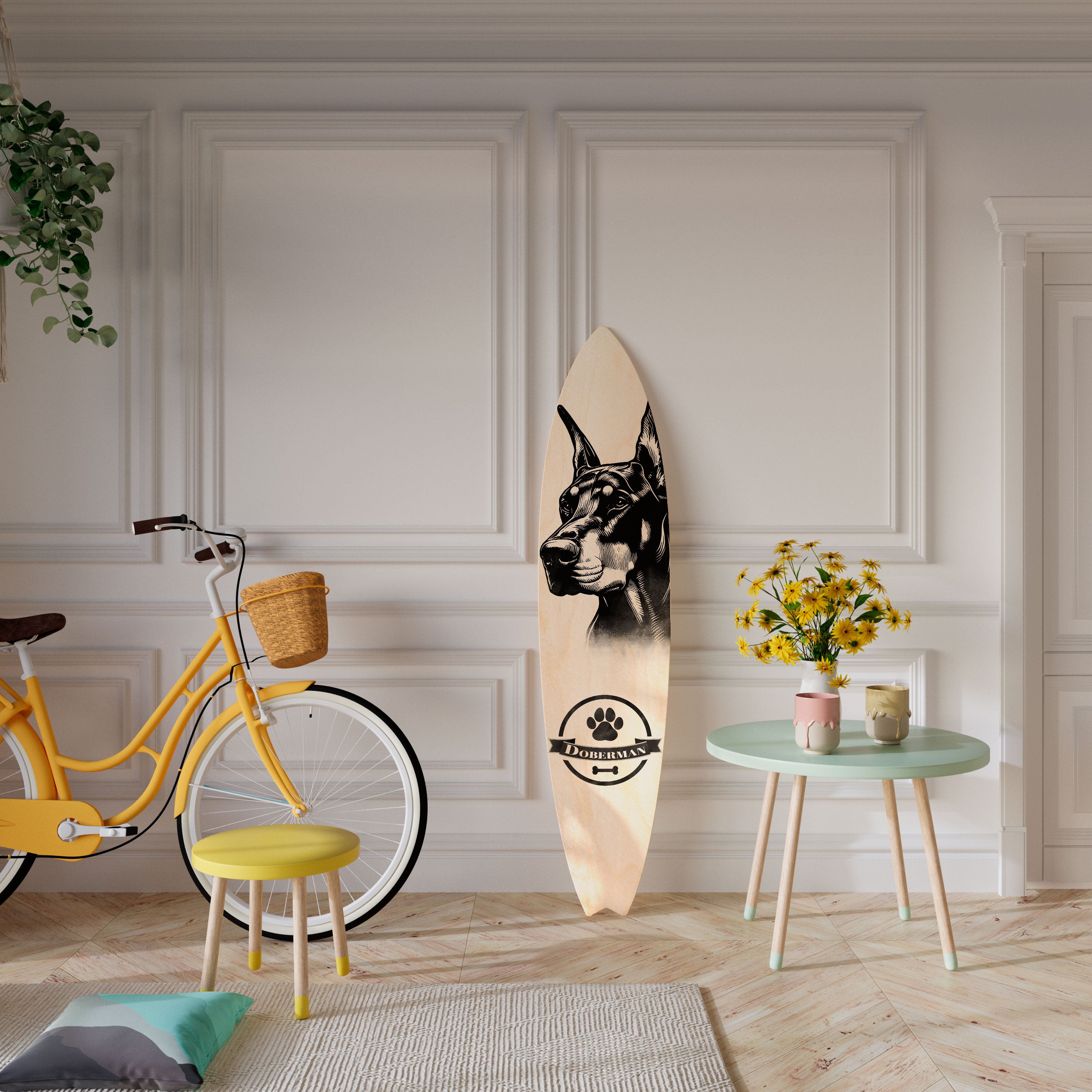 DOBERMAN DOG Deko-Surfboard