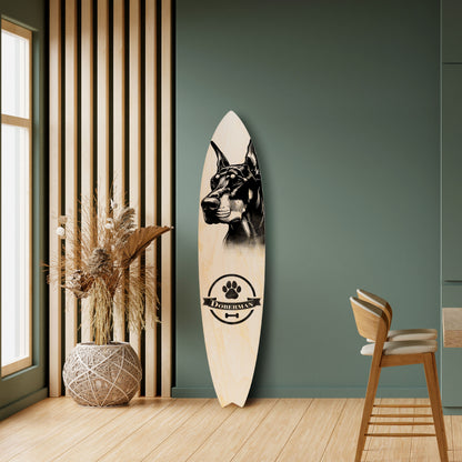 DOBERMAN DOG Deko-Surfboard