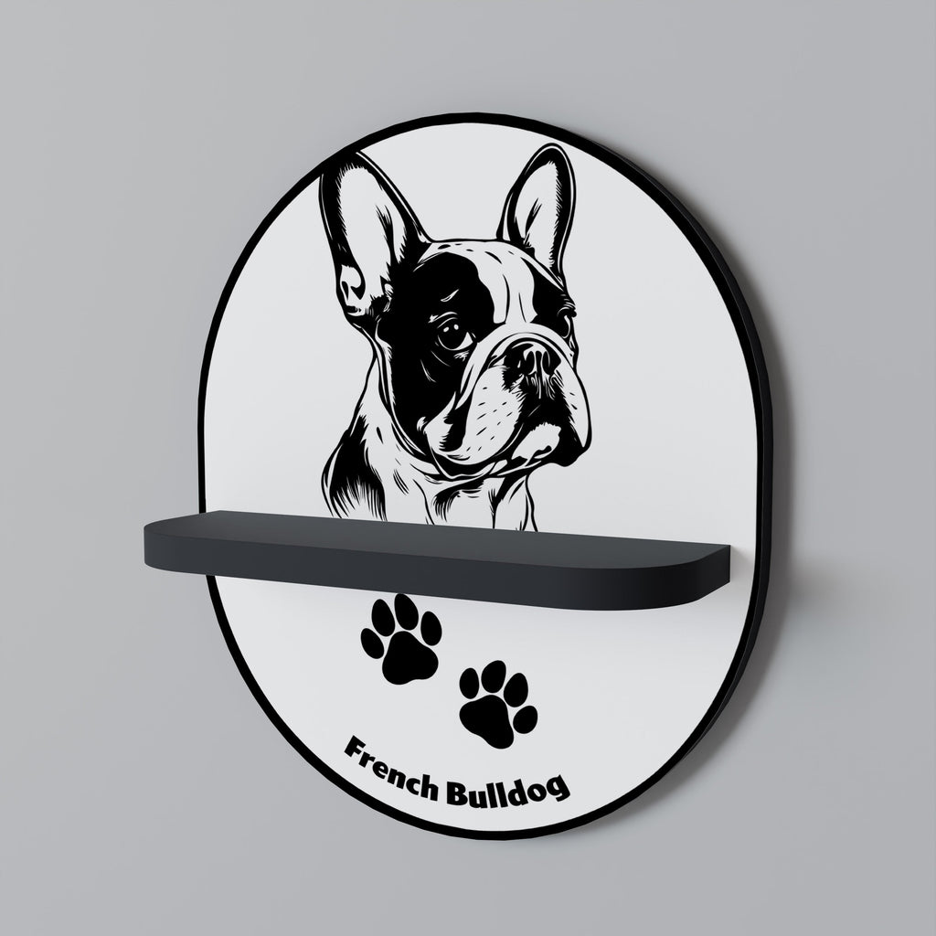 Ovales Kunstregal „Französische Bulldogge“ in schwarzem Finish
