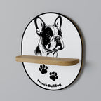 FRENCH BULLDOG Oval Art Shelf In Oak Effect