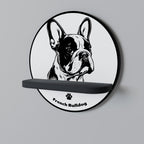 FRENCH BULLDOG Rundes Kunstregal in Schwarz