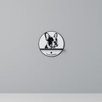 FRENCH BULLDOG Rundes Kunstregal in Schwarz