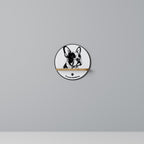 FRENCH BULLDOG Rundes Kunstregal in Eiche-Optik