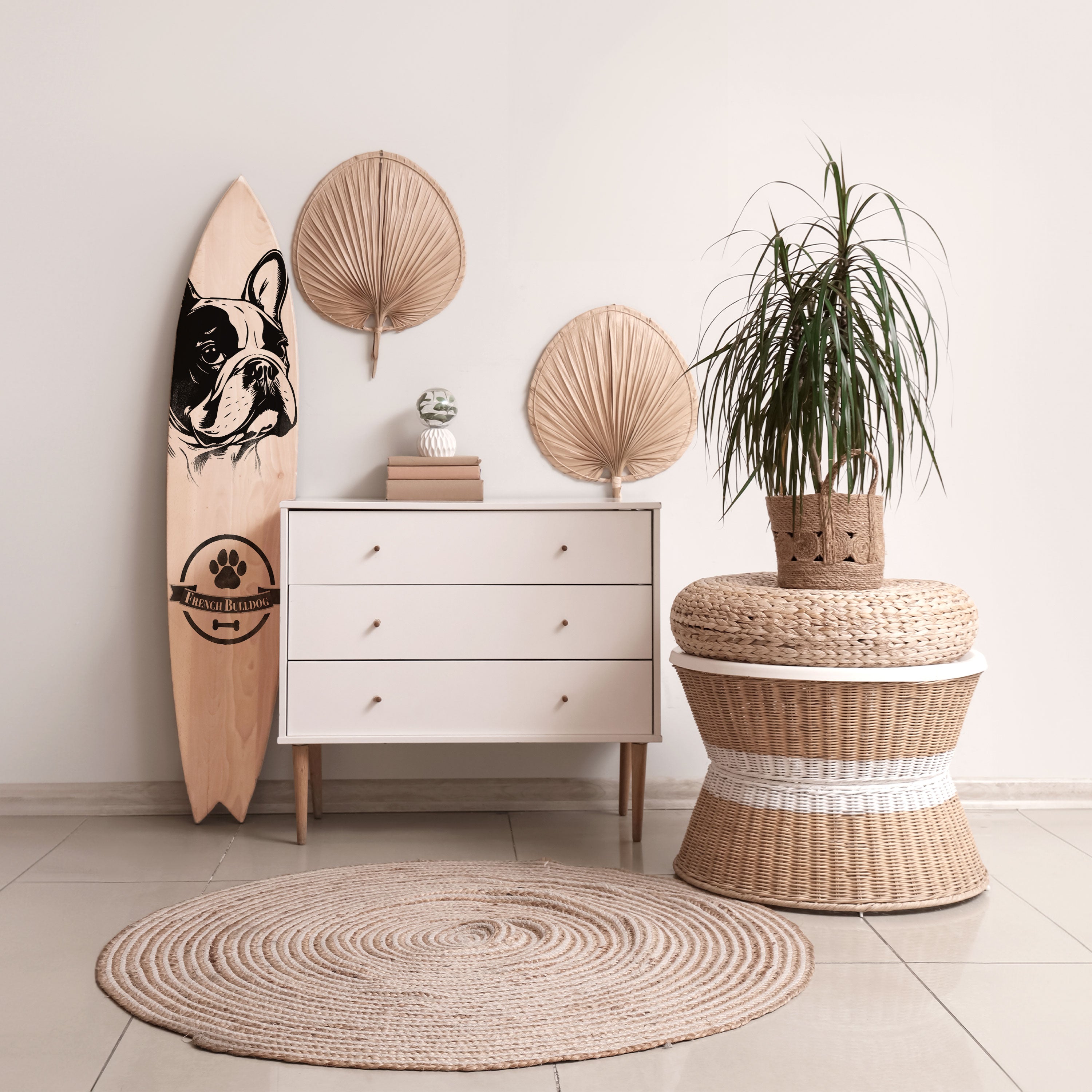 FRENCH BULLDOG Deko-Surfboard