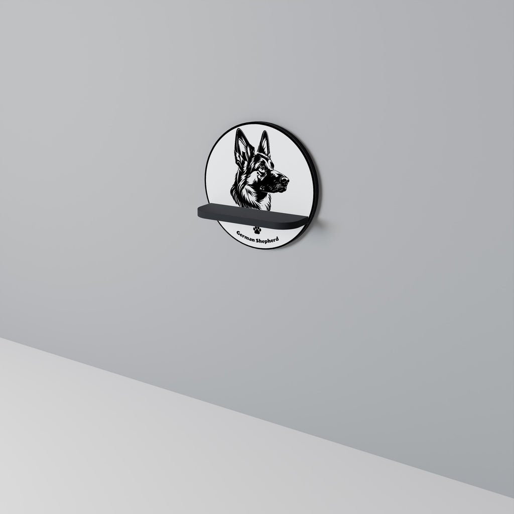 GERMAN SHEPARD Rundes Kunstregal in Schwarz