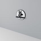 GERMAN SHEPARD Rundes Kunstregal in Schwarz