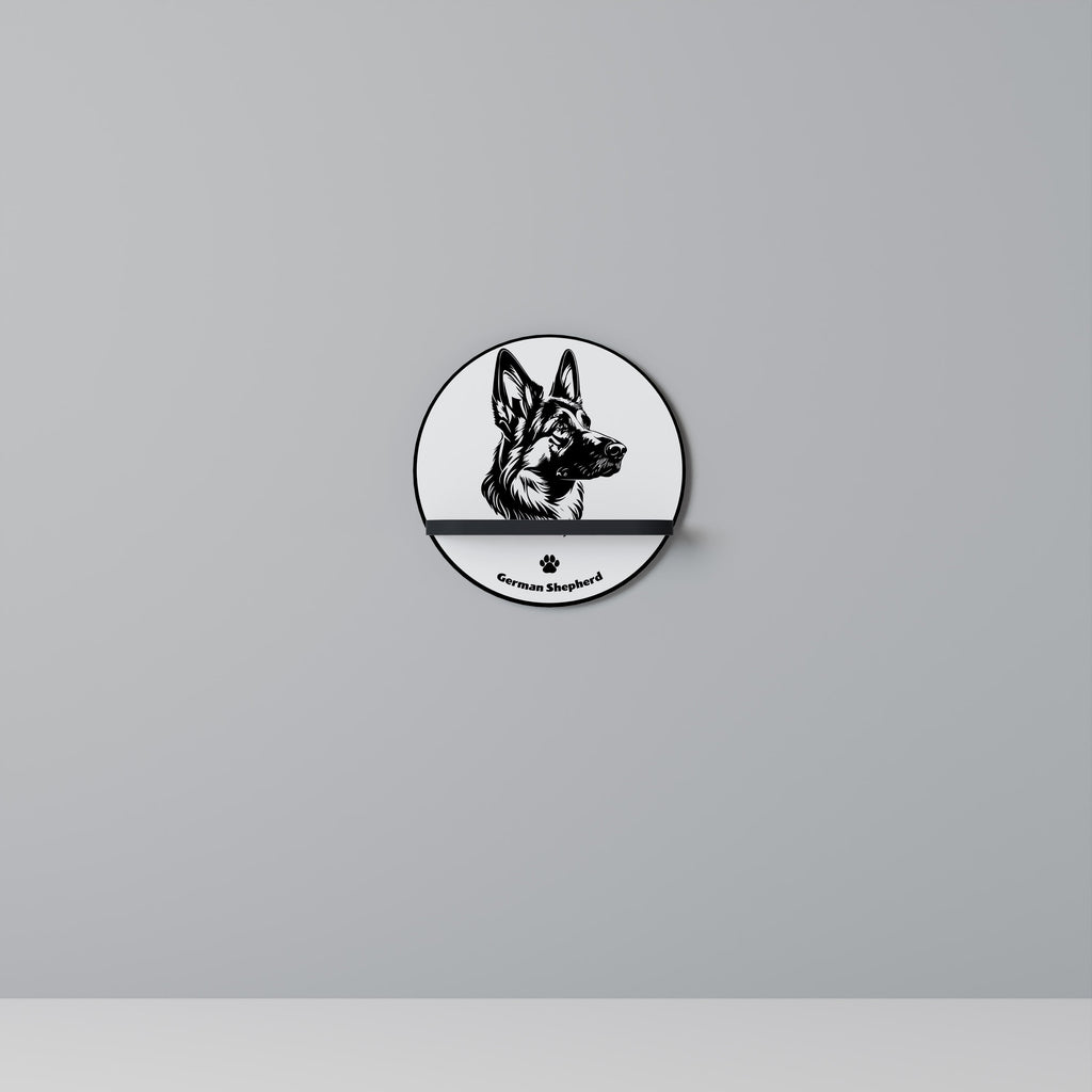 GERMAN SHEPARD Rundes Kunstregal in Schwarz