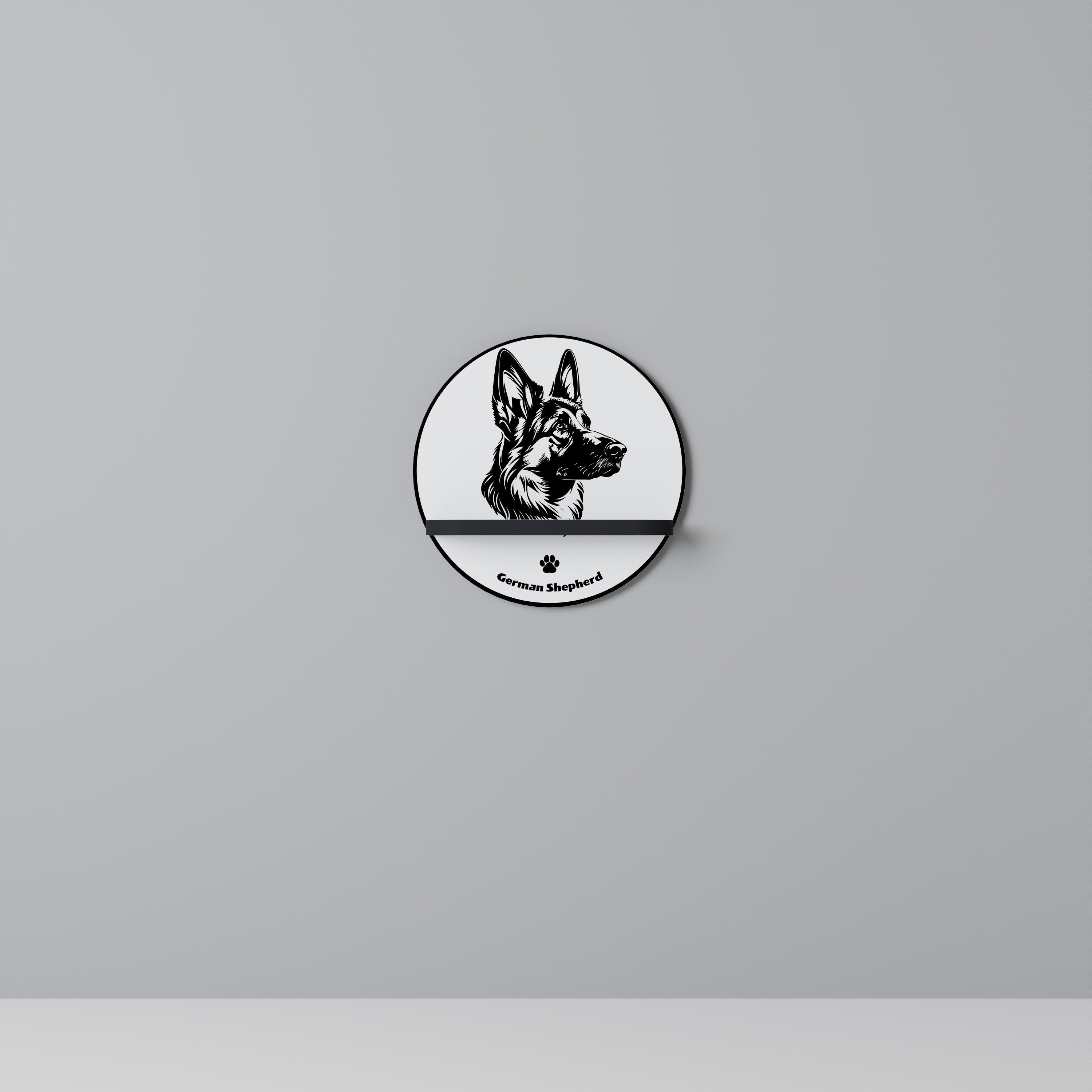 GERMAN SHEPARD Rundes Kunstregal in Schwarz