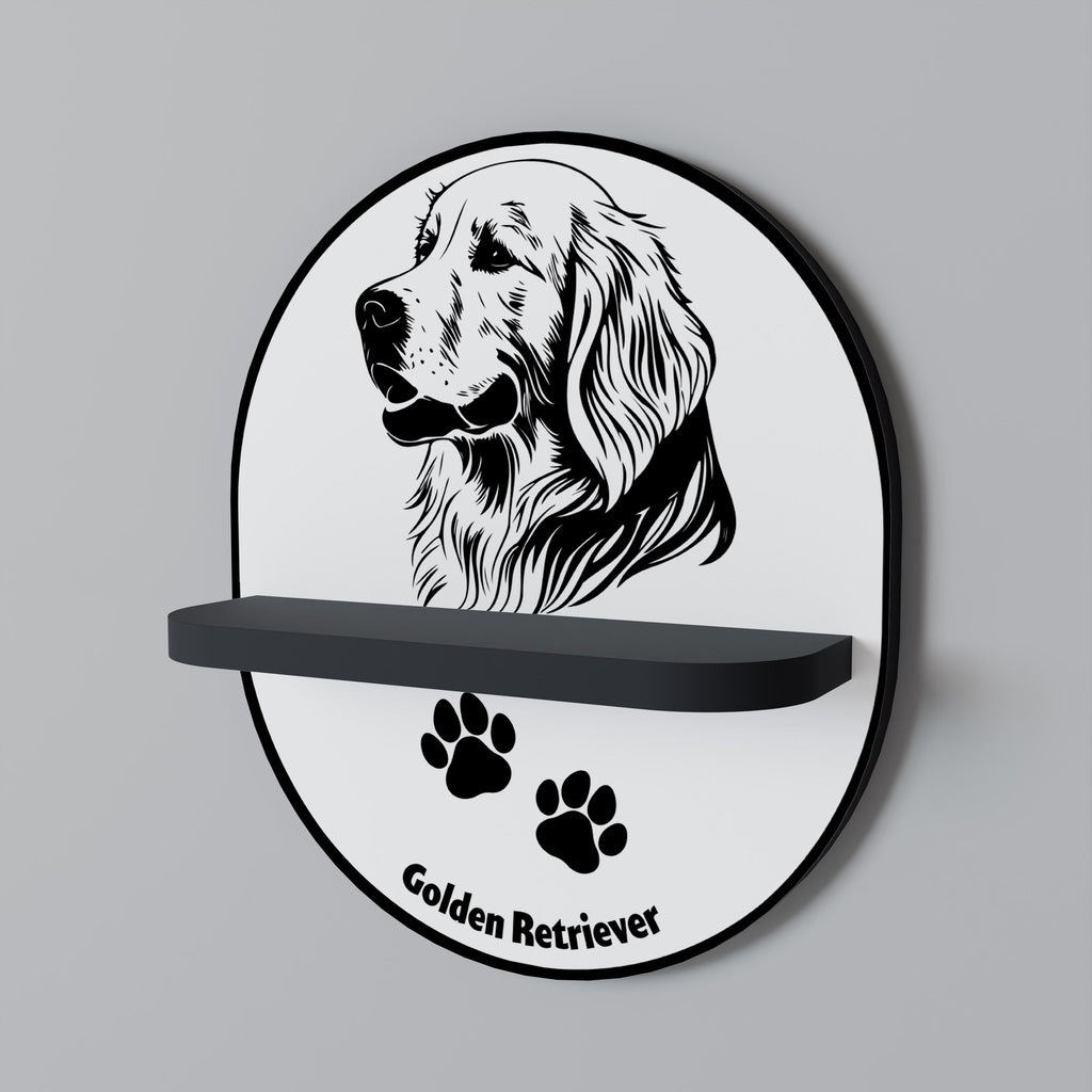 GOLDEN RETRIEVER Ovales Kunstregal in Schwarz