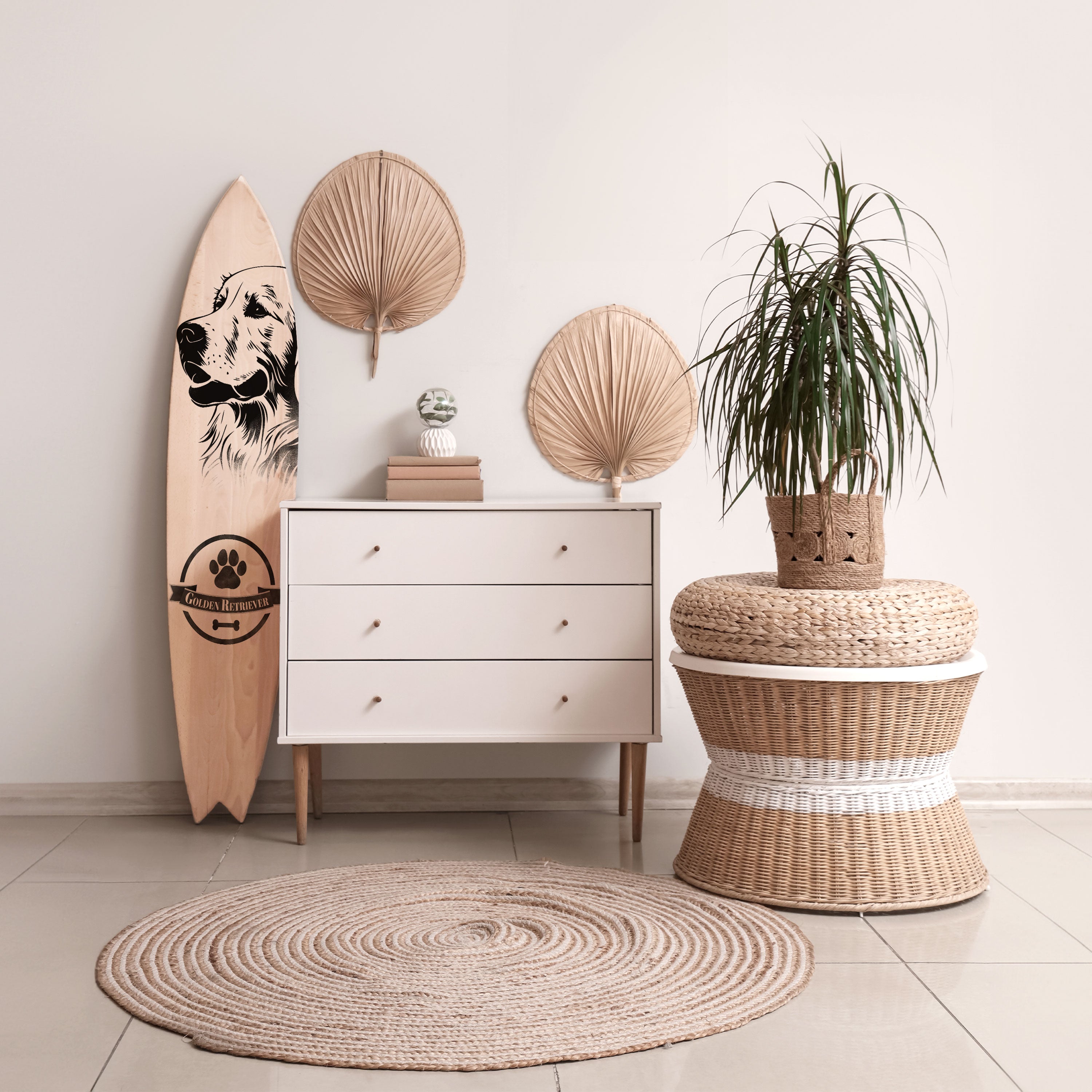 GOLDEN RETRIEVER Deko-Surfboard