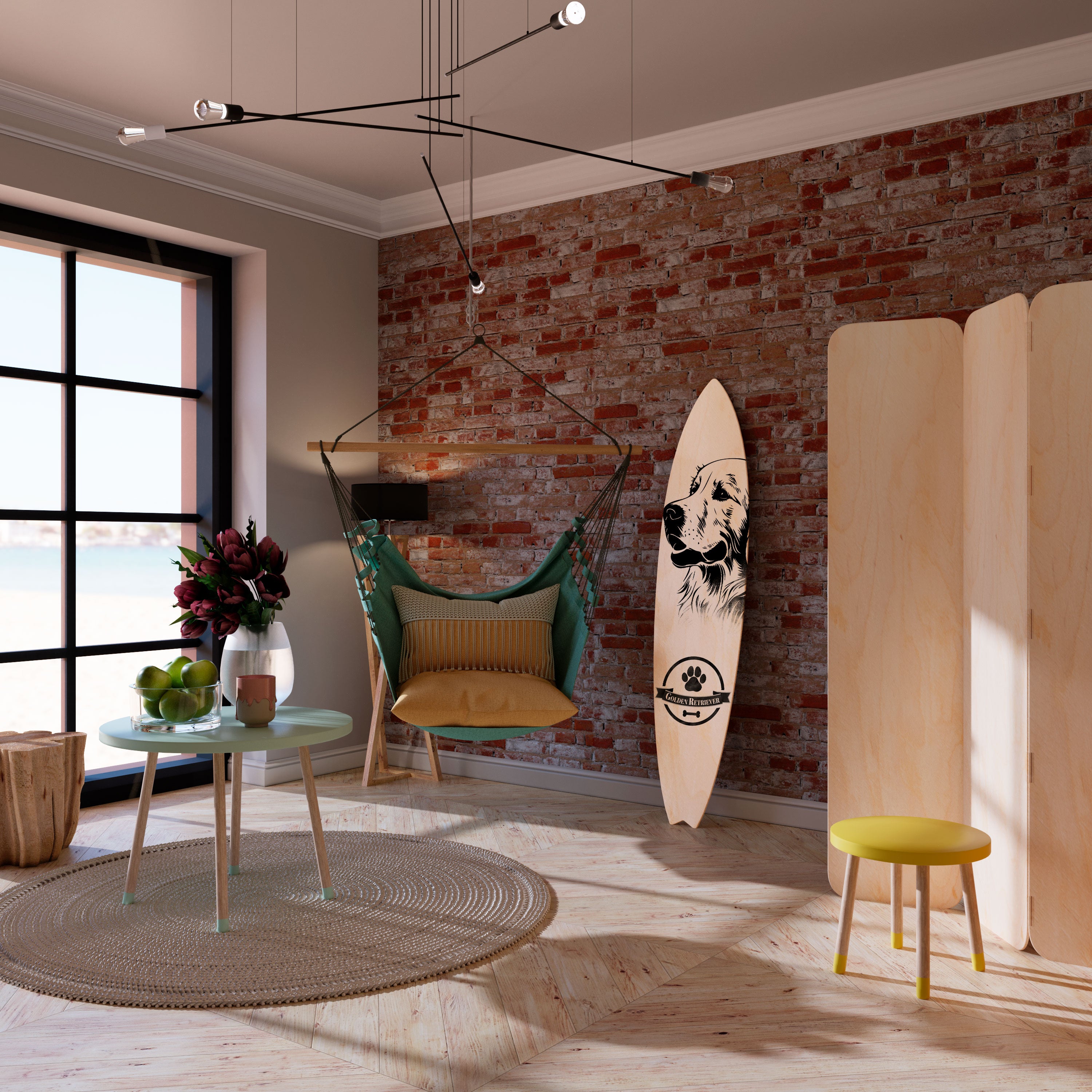 GOLDEN RETRIEVER Deko-Surfboard