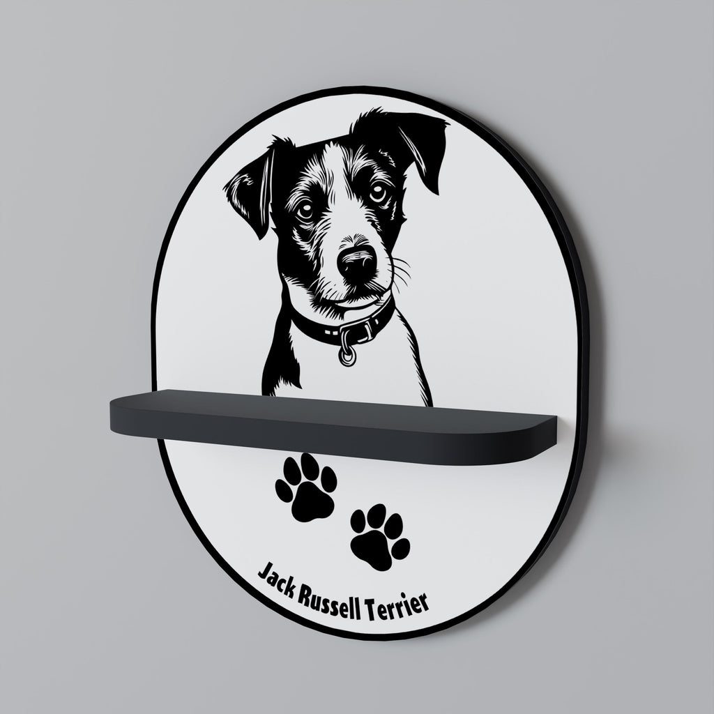 JACK RUSSEL TERRIER Ovales Kunstregal in Schwarz