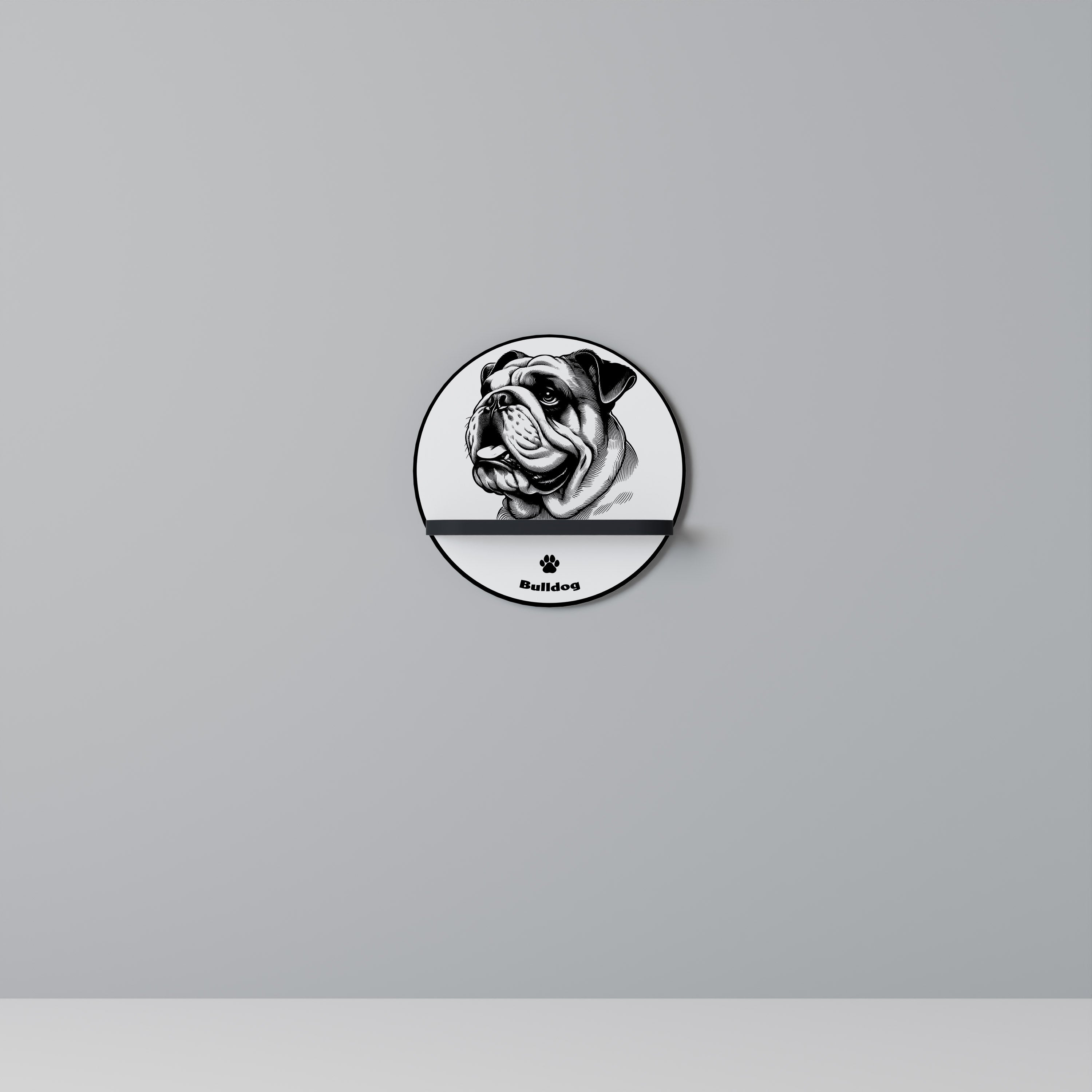 BULLDOG DOG Rundes Kunstregal in Schwarz