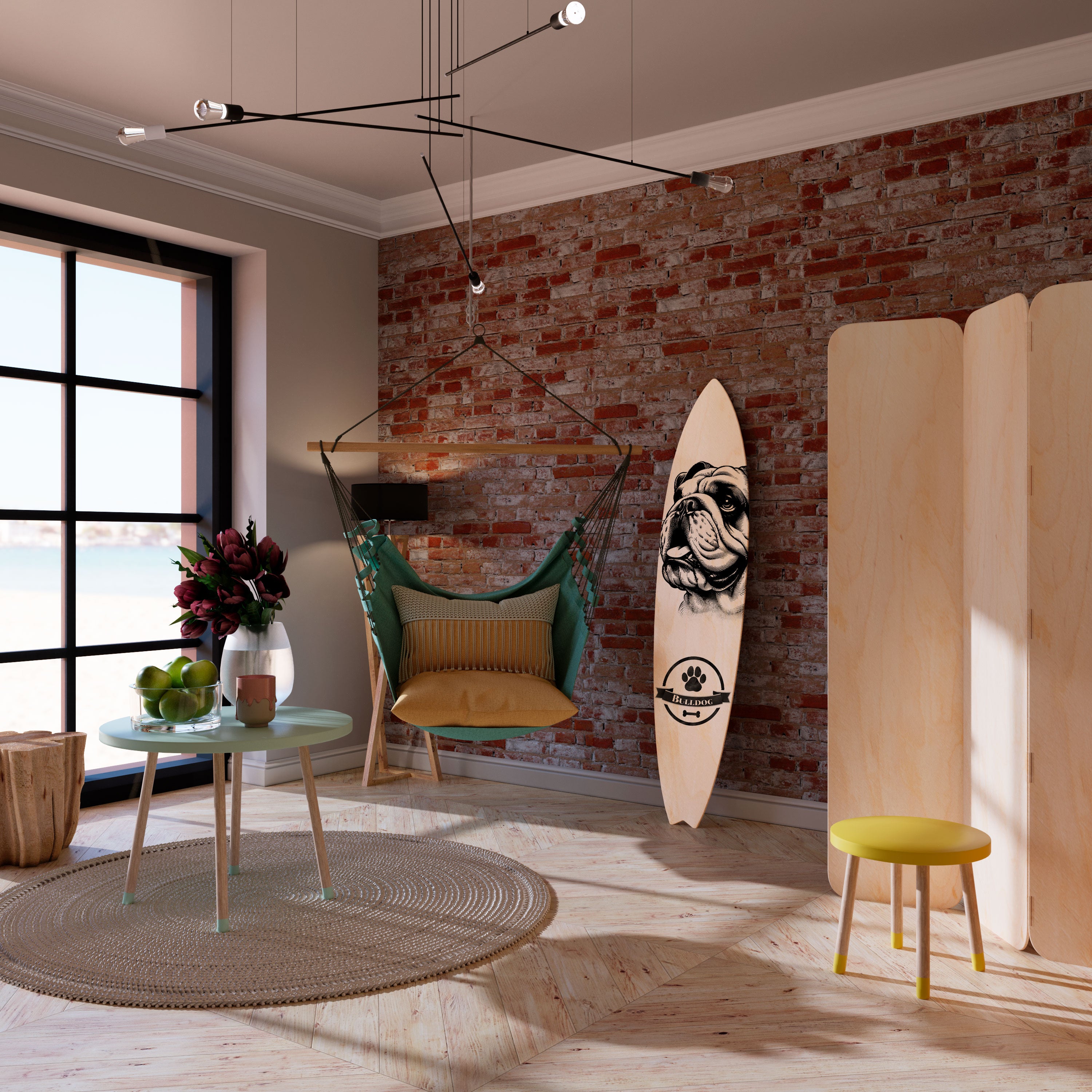 BULLDOG DOG Deko-Surfboard