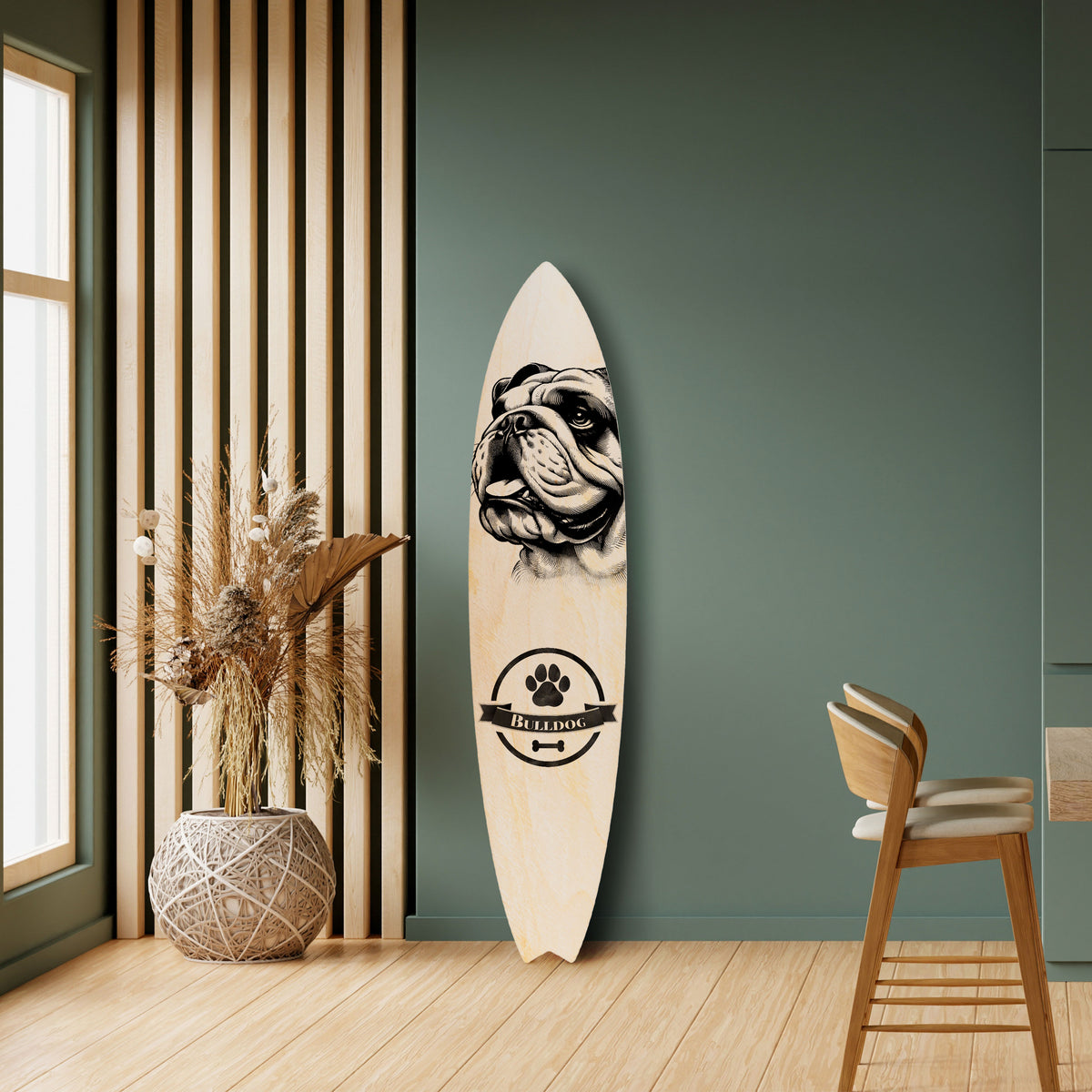 BULLDOG DOG Deko-Surfboard