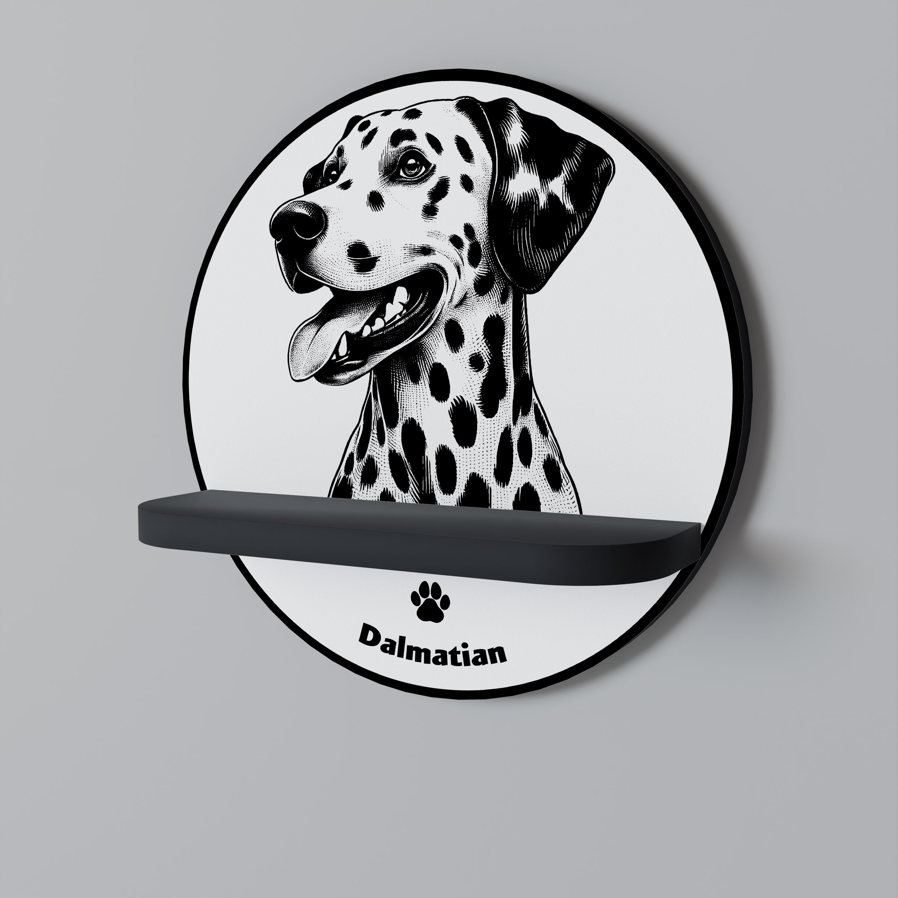DALMATIAN DOG Rundes Kunstregal in Schwarz