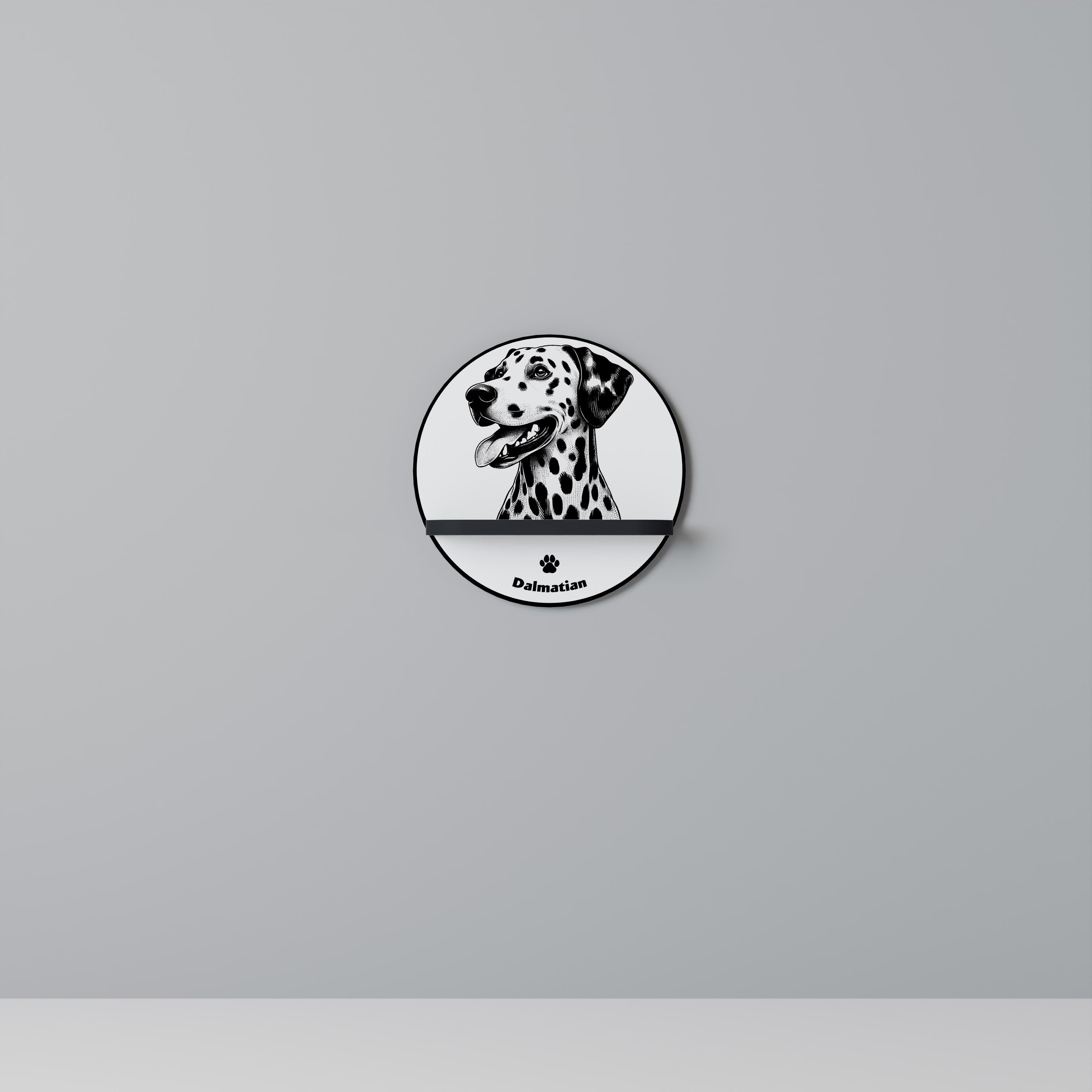 DALMATIAN DOG Rundes Kunstregal in Schwarz