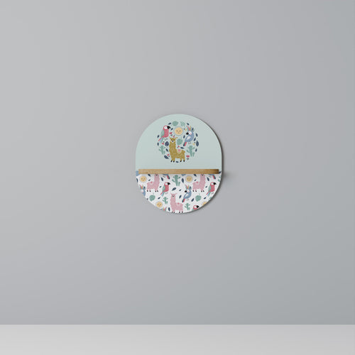 COLORFUL ALPACAS Oval Art Shelf In Oak Effect
