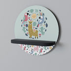 COLORFUL ALPACAS Rundes Kunstregal in Schwarz