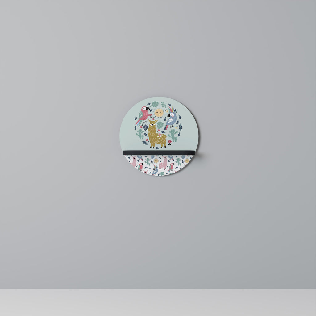 COLORFUL ALPACAS Rundes Kunstregal in Schwarz