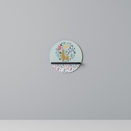 COLORFUL ALPACAS Round Art Shelf In Black Finish