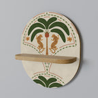 DANCING PREDATORS Ovales Kunstregal in Eiche-Optik