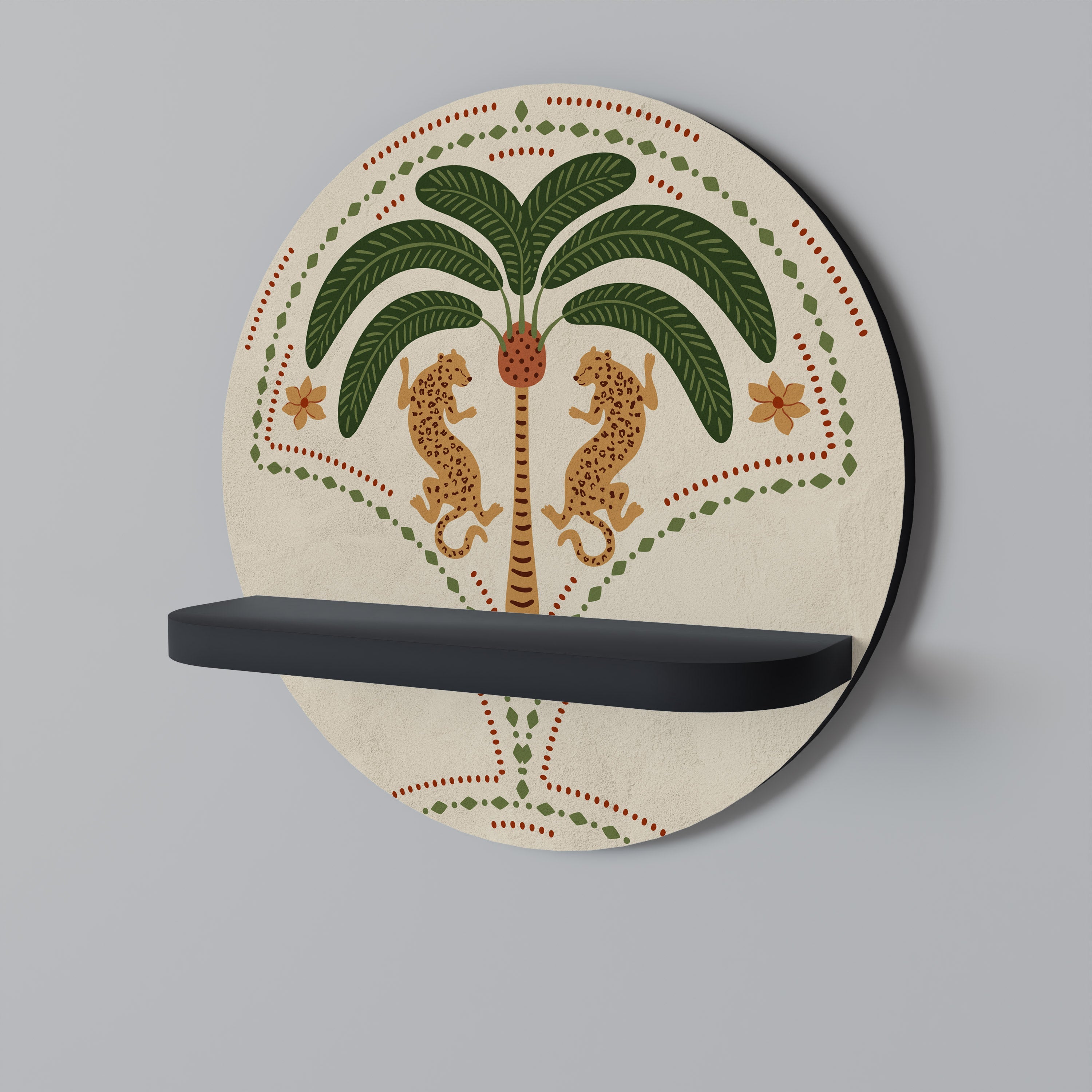 DANCING PREDATORS Rundes Kunstregal in Schwarz