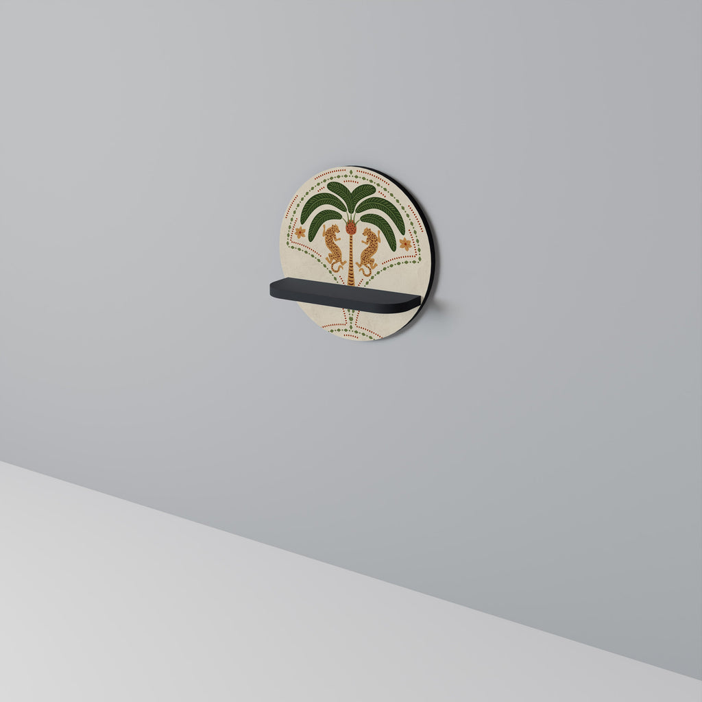 DANCING PREDATORS Rundes Kunstregal in Schwarz