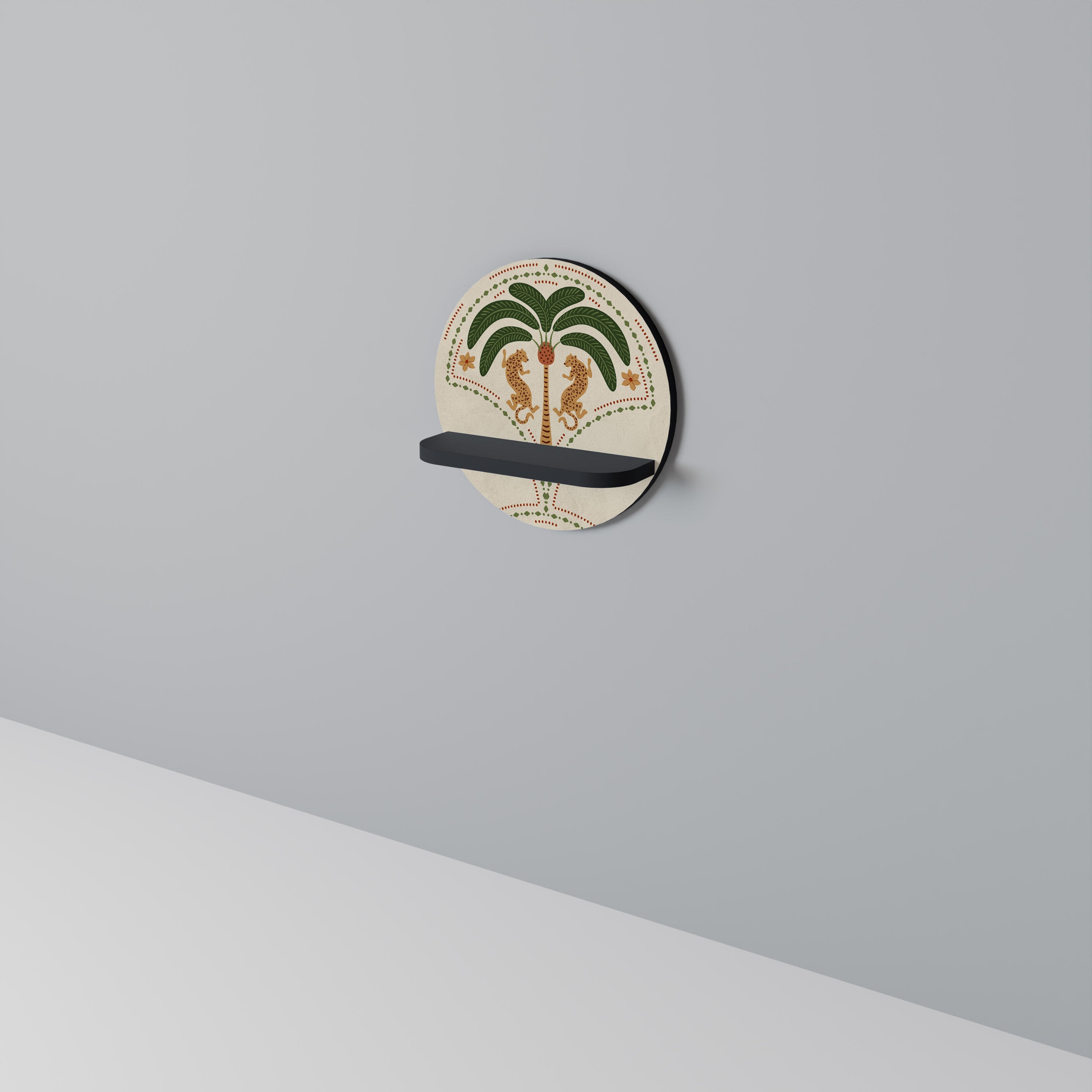 DANCING PREDATORS Rundes Kunstregal in Schwarz