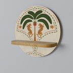 DANCING PREDATORS Rundes Kunstregal in Eiche-Optik