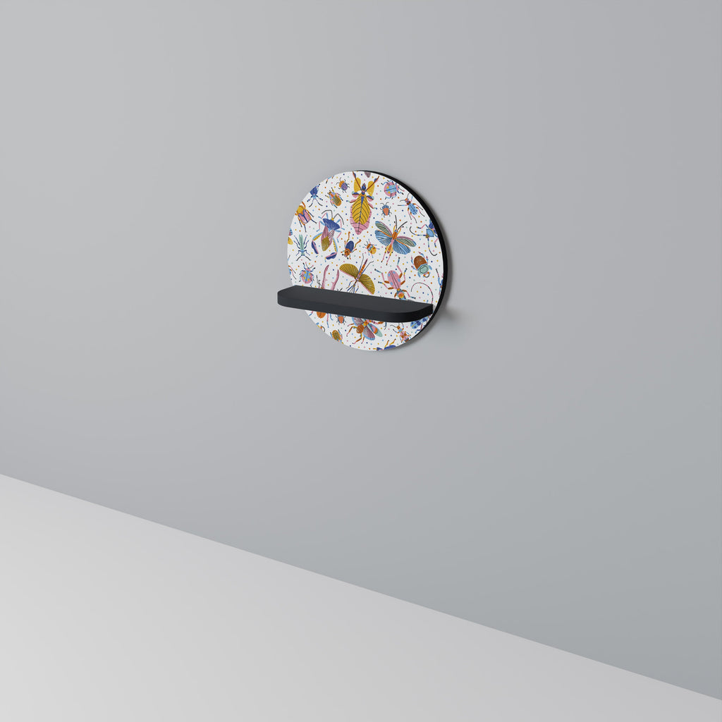 COLORFUL INSECTS Rundes Kunstregal in Schwarz