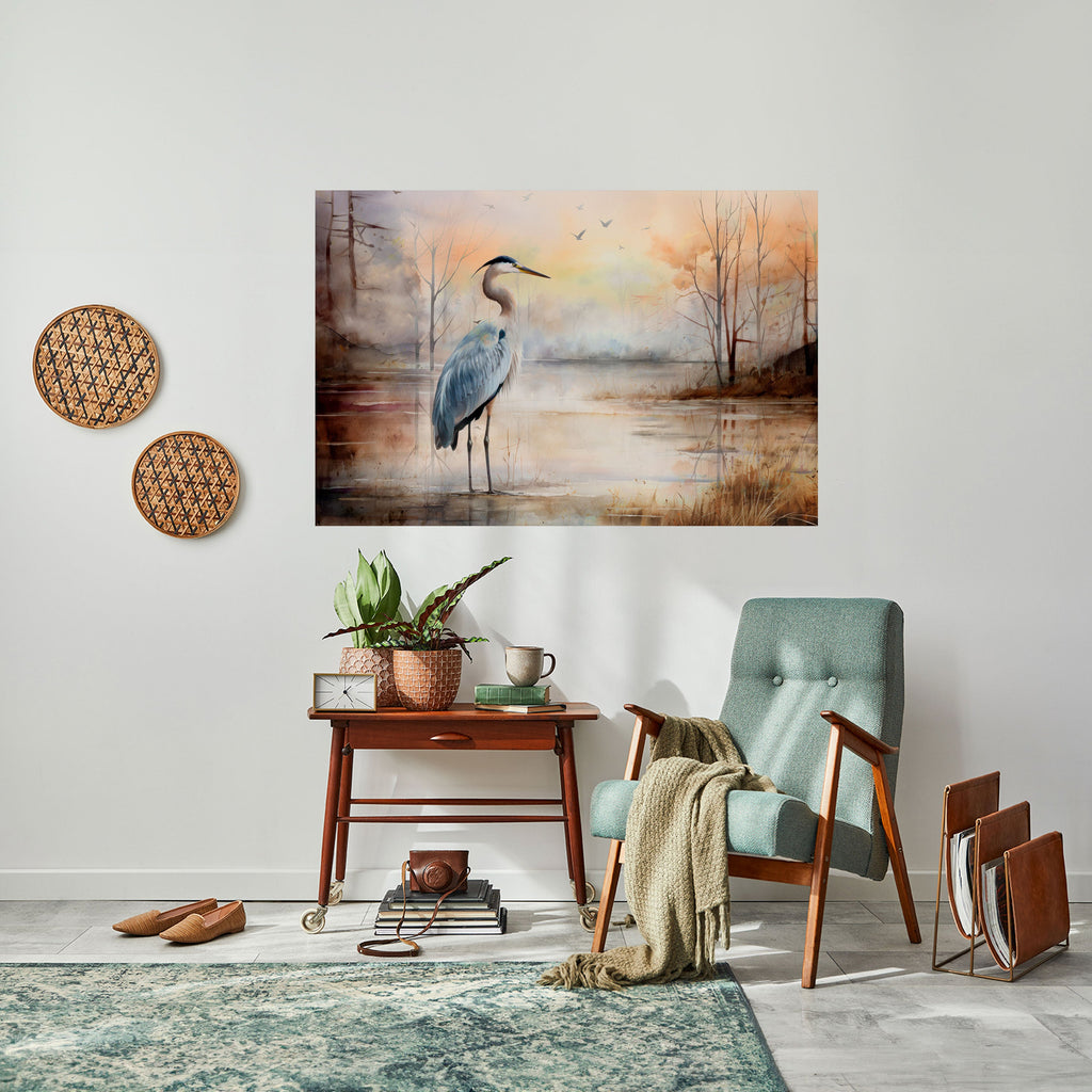 HERON DAYDREAM Horizontales Poster zum Abziehen und Aufkleben