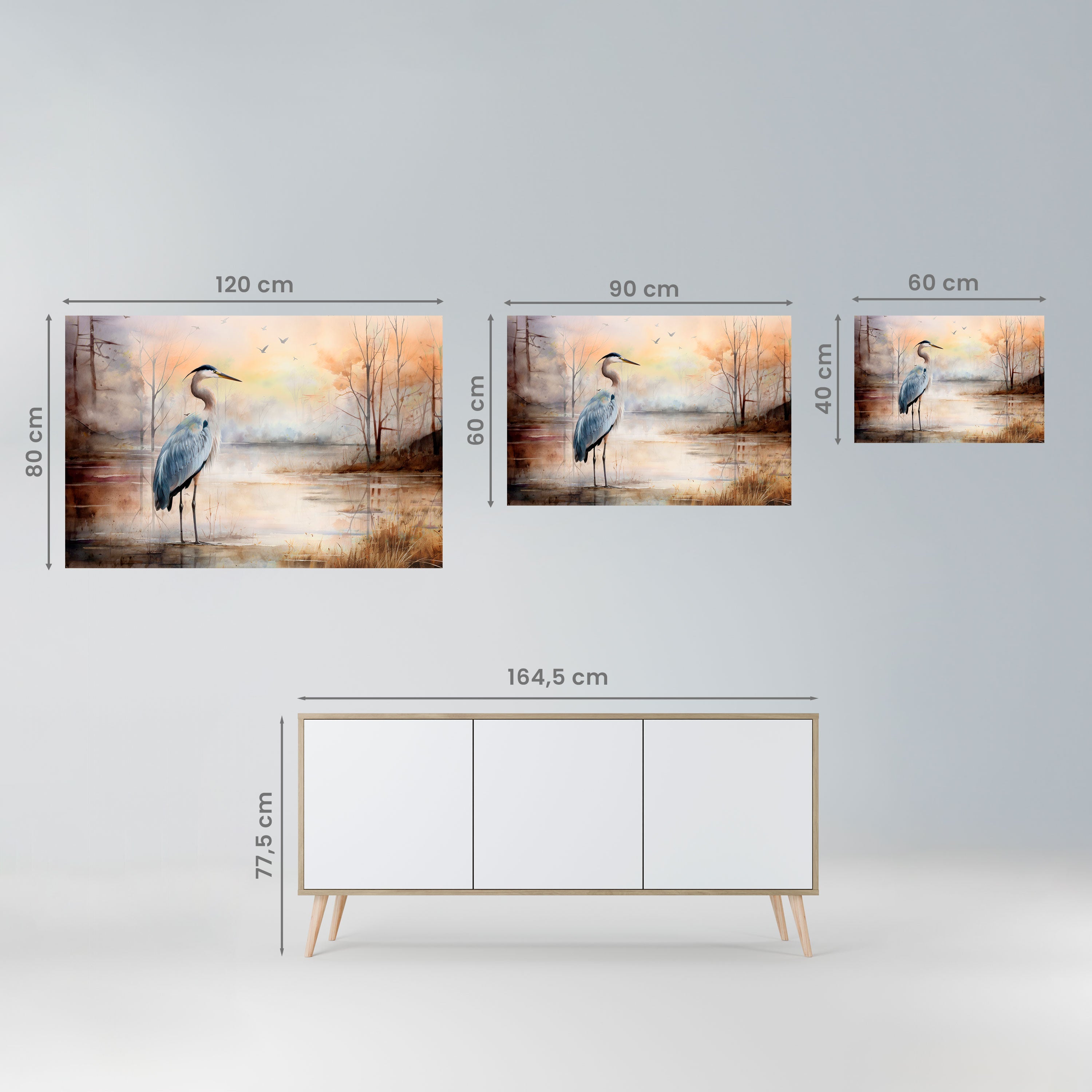 HERON DAYDREAM Horizontales Poster zum Abziehen und Aufkleben