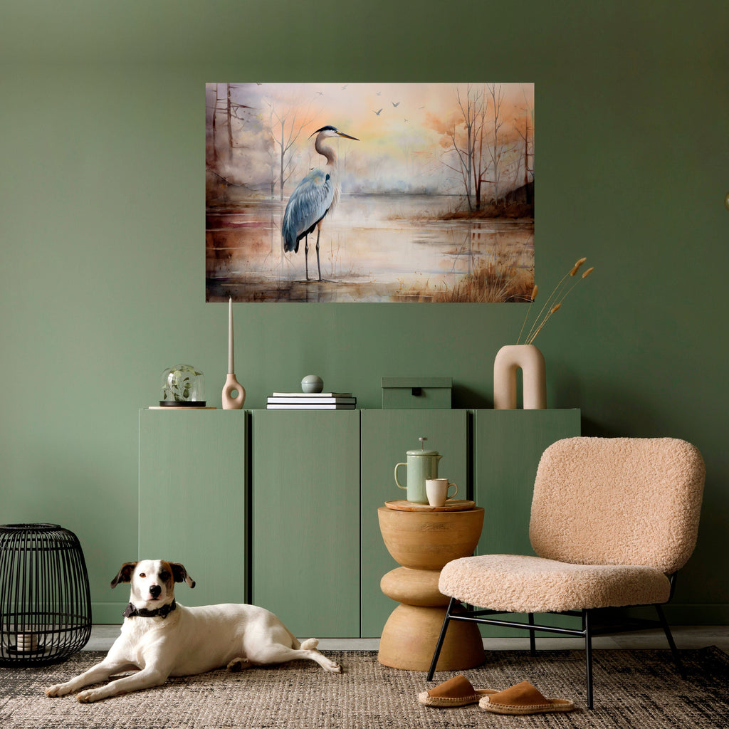 HERON DAYDREAM Horizontales Poster zum Abziehen und Aufkleben