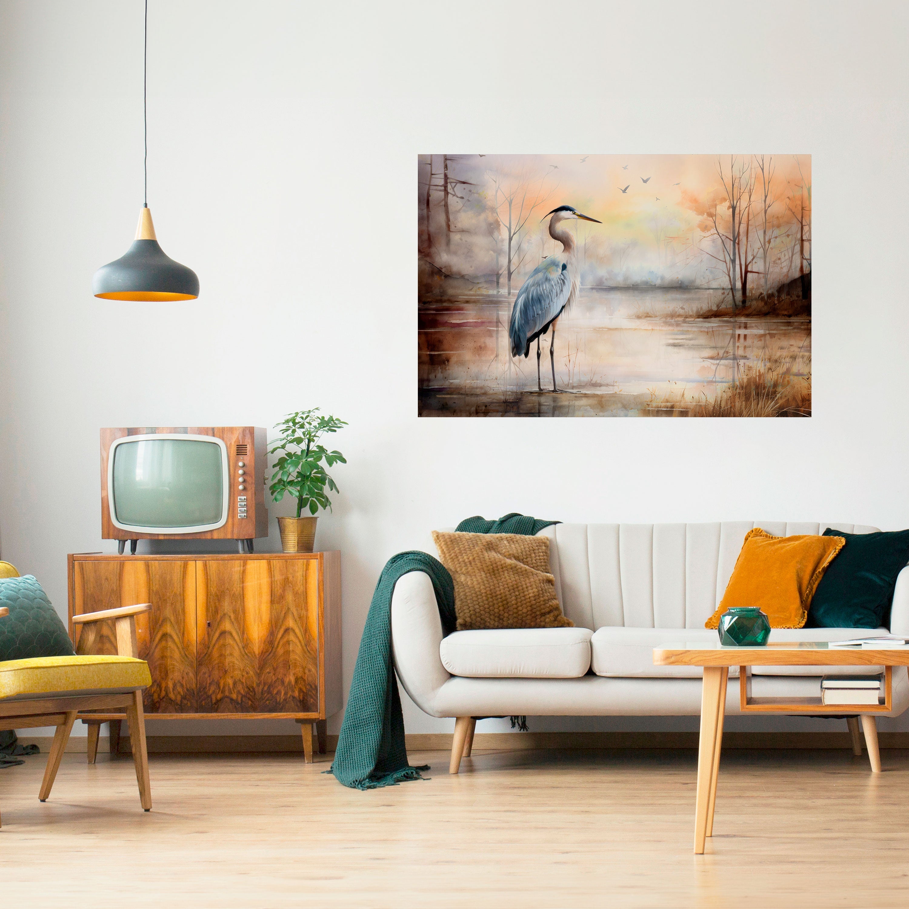 HERON DAYDREAM Horizontales Poster zum Abziehen und Aufkleben