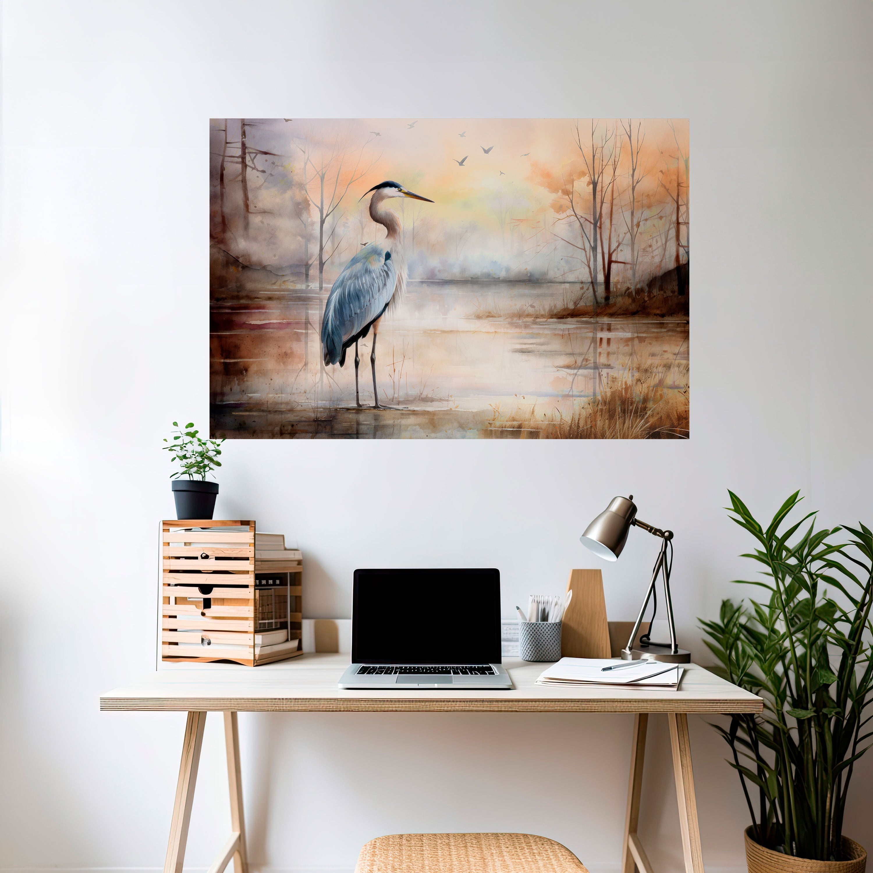 HERON DAYDREAM Horizontales Poster zum Abziehen und Aufkleben