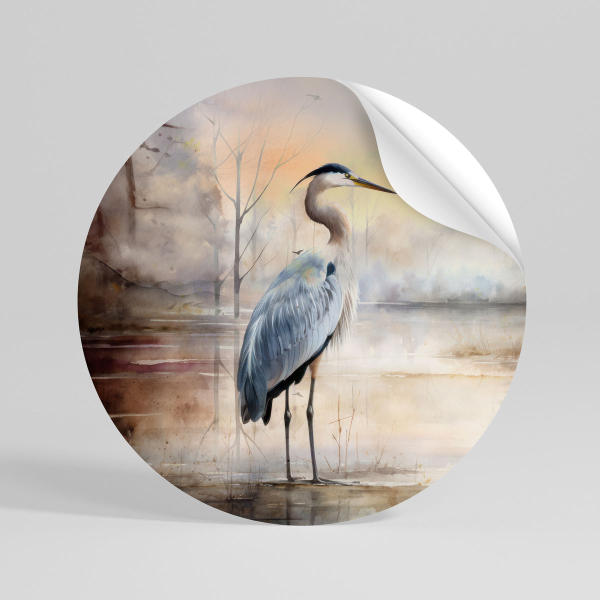 HERON DAYDREAM Runder Wandsticker zum Abziehen und Aufkleben