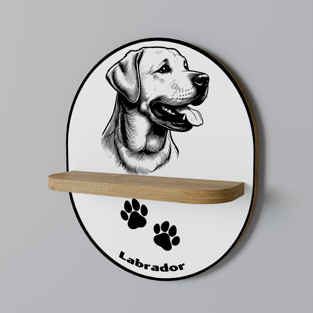 Ovales Kunstregal „Labrador Dog“ in Eichenoptik