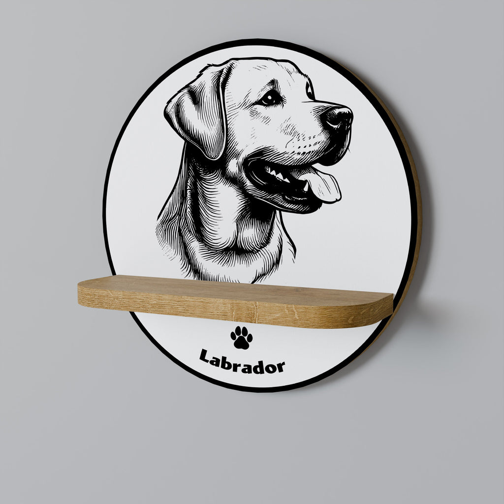 LABRADOR DOG Rundes Kunstregal in Eichenoptik