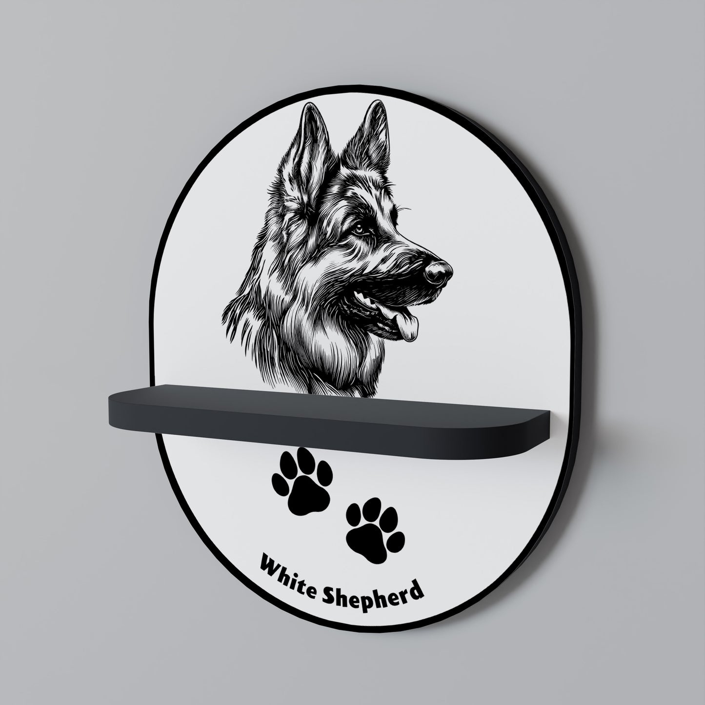 WHITE SHEPHERD DOG Dekoratives Wandregal